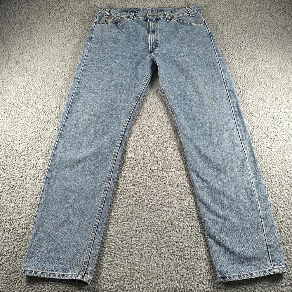 Levis 505 Jeans Mens 36x32(35x32 Fits) Blue Straight Leg Light Wash Orange Tab